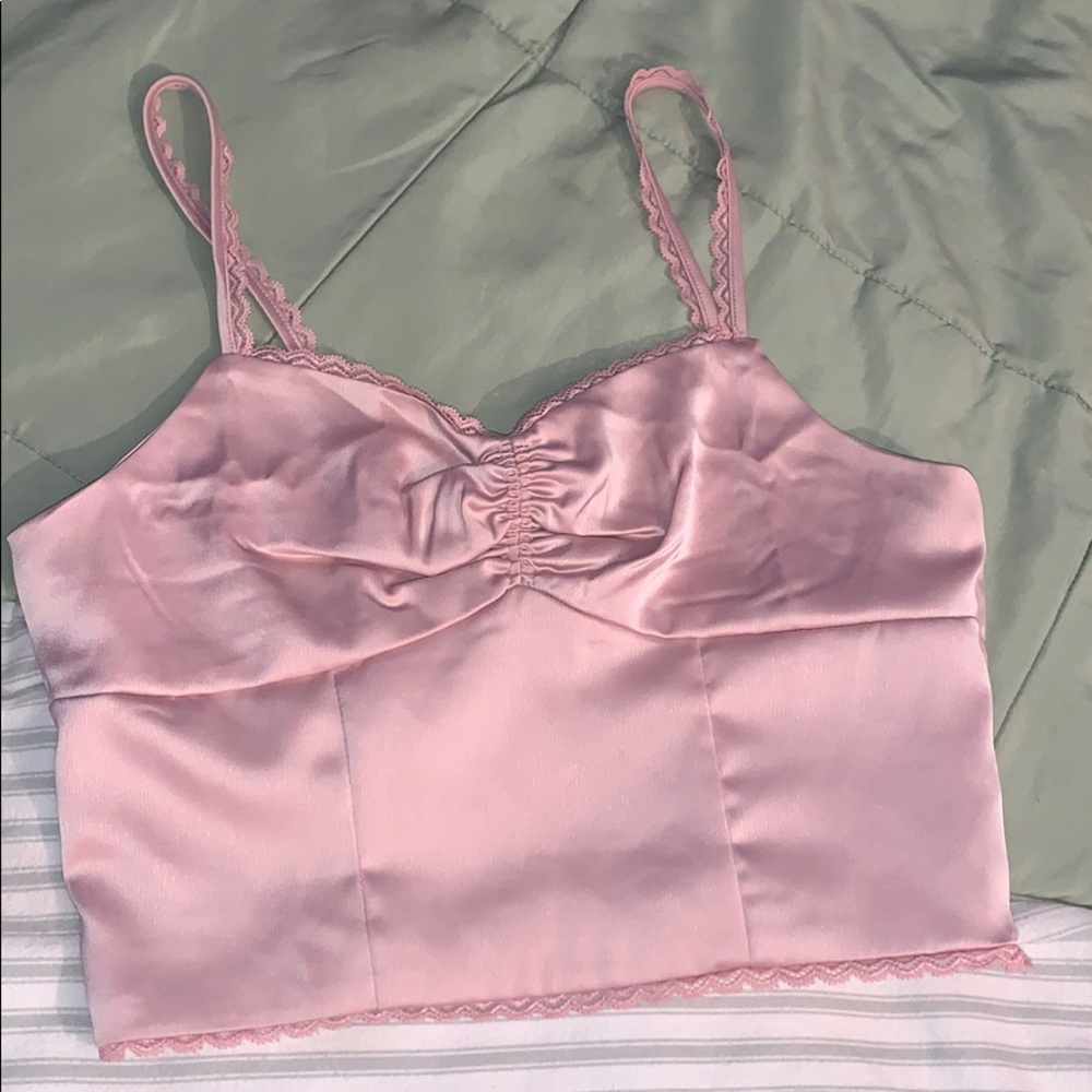 WORN ONCE PAC SUN SCRUNCHED PINK CROP TOP